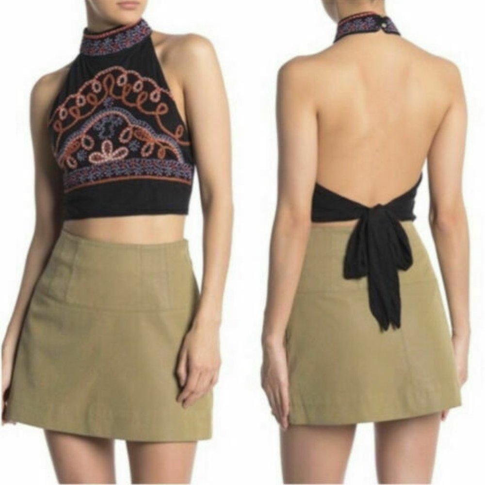 NWT! Free People GOA Embroidered Tank Black XS & M